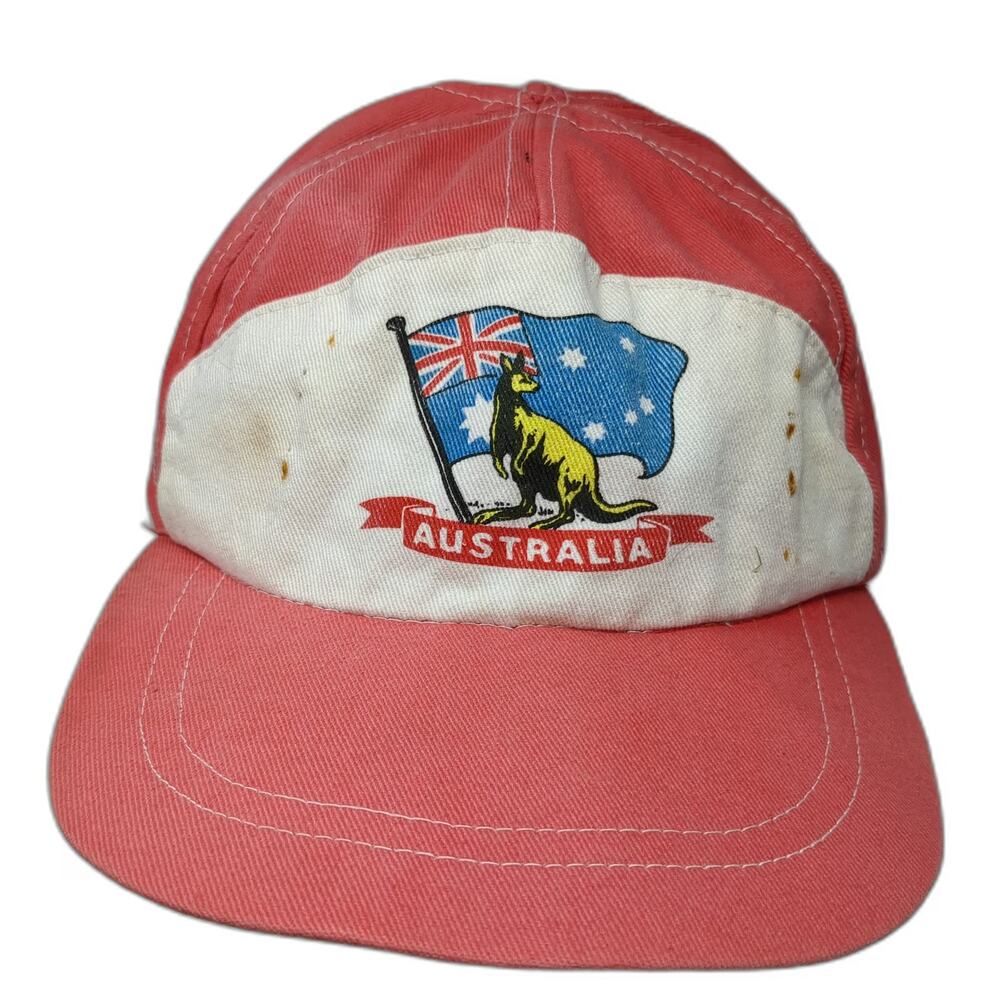 Ambassador Snapback Red OSFM Australia Flag Kangaroo Hat 5 Panel Cotton Print